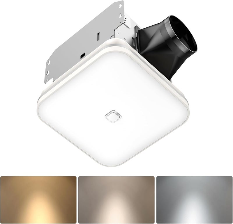 OREiN 2-in-1 Bathroom Exhaust Fan with Light, 100 CFM 1.5 Sones, 25W Bathroom Fan with Light, 1000lm, 3000K/4000K/5000K Selectable & Nightlight, Quiet Vent Fan for Shower, Bath, FCC/ETL Listed - Image 1